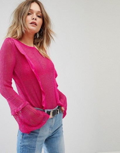 River Island Frill Front Jumper ~ pink jumpers - flipped