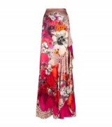 Roberto Cavalli Floral Print Satin Ruffle Skirt