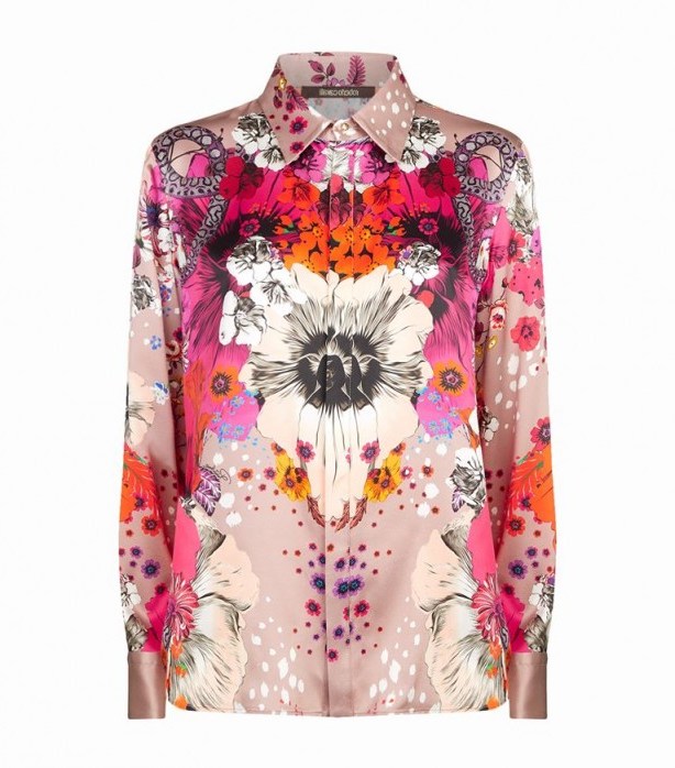 Roberto Cavalli Floral Print Satin Shirt - flipped