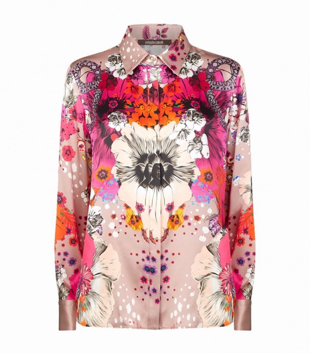 Roberto Cavalli Floral Print Satin Shirt