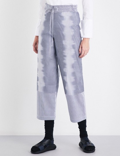 ROBERTS WOOD Straight high-rise dig-print cotton-blend trousers