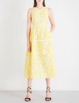 ROLAND MOURET Letwell brocade dress ~ semi sheer yellow dresses