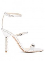 SOPHIA WEBSTER Rosalind crystal embellished-heel leather sandals ~ strappy silver high heels
