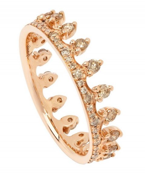 ANNOUSHKA Rose Gold Brown Diamond Crown Ring - flipped