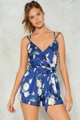 Nasty Gal Rosy Cheeks Satin Romper ~ silky floral rompers ~ strappy playsuits