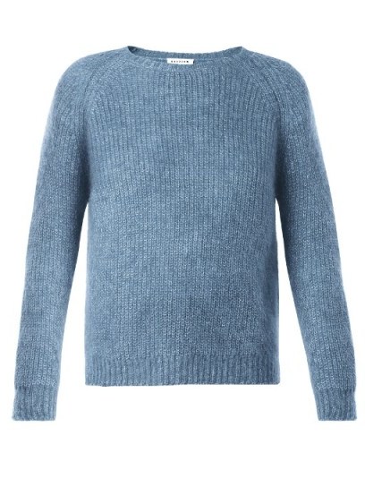MASSCOB Round-neck raglan-sleeve mohair-blend sweater ~ light-blue sweaters ~ knitwear - flipped