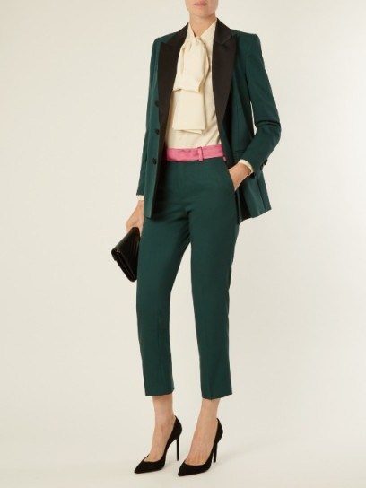 RACIL Roxburgh slim-leg wool trousers ~ smart green cropped pants | trouser suits - flipped