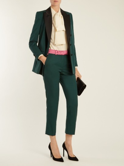 RACIL Roxburgh slim-leg wool trousers ~ smart green cropped pants | trouser suits