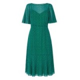 LK Bennett RUDY GREEN SILK PRINTED DRESS ~ green floral dresses
