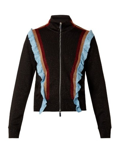 MARCO DE VINCENZO Ruffled zip-through metallic-knit jacket - flipped