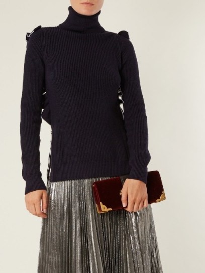 NO. 21 Ruffle-trimmed roll-neck wool sweater ~ chic high neck sweaters ~ knitwear - flipped