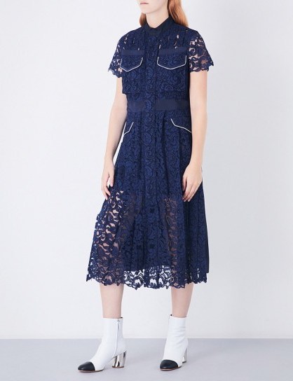 SACAI Floral-lace classic midi dress - flipped