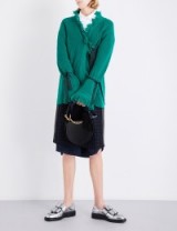 SACAI Fringed wool cardigan | green cardigans | contemporary knitwear