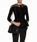 Saint Laurent Nano Sac De Jour Croc-Embossed Tote ~ black leather handbags ~ animal prints