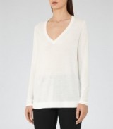 Reiss SALLY V-NECK JUMPER OFF WHITE ~ essential knitwear