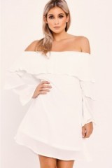 In The Style SANNI WHITE BARDOT FRILL SLEEVE DRESS – off the shoulder dresses