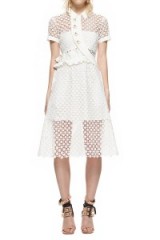 $329.00 Self Portrait Daisy Button Midi Dress In White