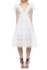 $329.00 Self Portrait Tie Shoulder Midi Dress In White