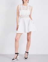 SELF-PORTRAIT Floral Vine mini dress ~ white lace occasion dresses