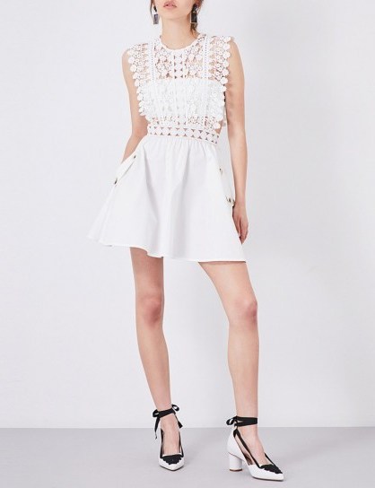 SELF-PORTRAIT Floral Vine mini dress ~ white lace occasion dresses - flipped