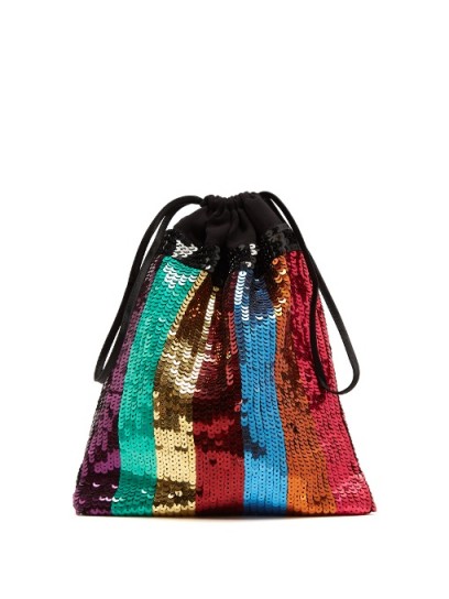 ATTICO Sequin-embellished drawstring pouch ~ colourful sequined bags
