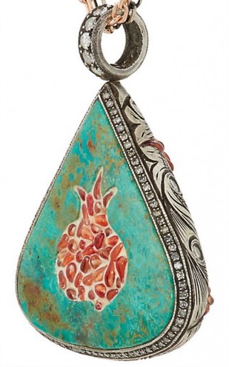 SEVAN BIÇAKÇI Triangular Pendant Necklace ~ beautiful turquoise and diamond pendants - flipped