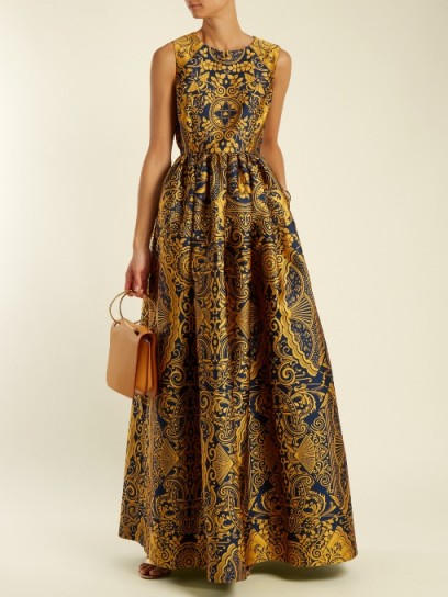 MARY KATRANTZOU Shaw sleeveless Cards-jacquard gown ~ luxurious printed fabrics ~ luxe gowns