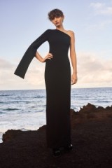 Solace London Ysabel Maxi Black ~ long chic one shoulder dresses