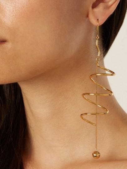 ELLERY Solitude pendant-drop gold-plated earrings ~ statement jewellery - flipped