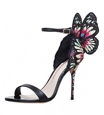 SOPHIA WEBSTER Chiara satin and leather heeled sandals – butterfly embellished high heels - flipped