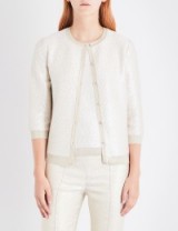 ST JOHN Jewel-detail metallic-knit cardigan | luxe cardigans | knitwear twin sets