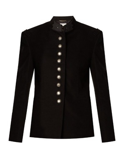 SAINT LAURENT Stand-collar cotton military jacket - flipped