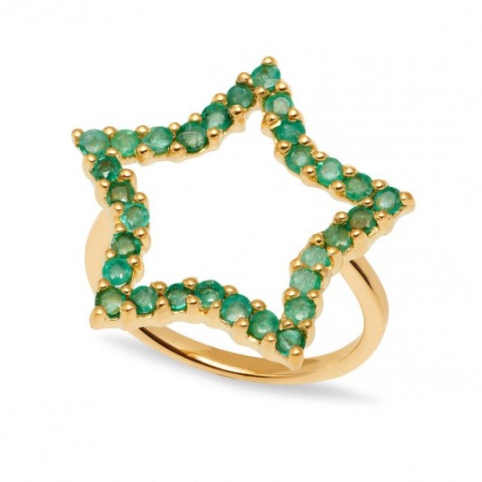 LOLA ROSE Star Ring | green stone rings | emerald gemstone jewellery - flipped