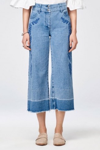 REBECCA MINKOFF STARLIGHT PANT | wide leg blue denim jeans | cropped hem - flipped