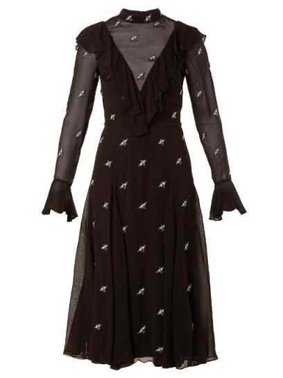 TEMPERLEY LONDON Starling bird-embellished chiffon dress - flipped