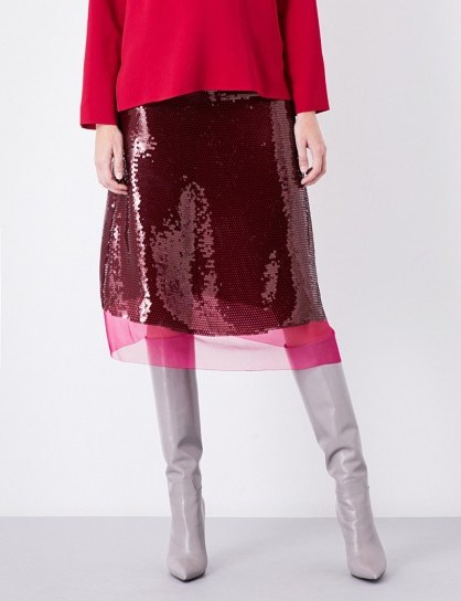 STELLA MCCARTNEY Margo sequinned silk skirt ~ hot pink sequined skirts - flipped