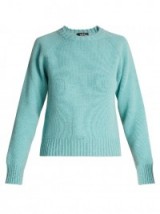 A.P.C. Stirling round-neck wool sweater ~ aqua-blue crew neck sweaters ~ knitwear