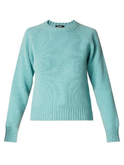 A.P.C. Stirling round-neck wool sweater ~ aqua-blue crew neck sweaters ~ knitwear - flipped