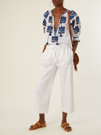 VITA KIN Strawberry Field linen trousers ~ white cropped pants - flipped