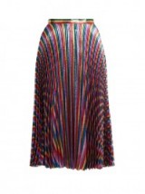 GUCCI Striped high-rise pleated midi skirt ~ chic metallic skirts