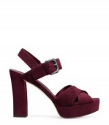 EXHALE by Stuart Weitzman in red suede – block heel platform sandals – high heels
