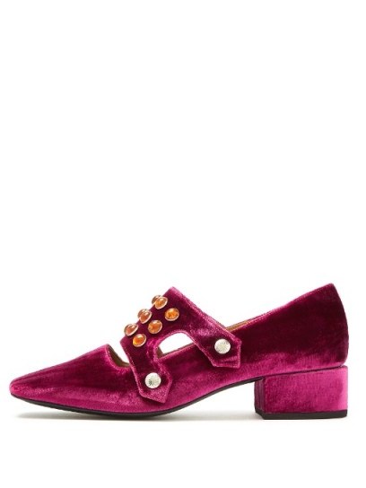 TOGA Stud-embellished velvet mid-heel loafers - flipped
