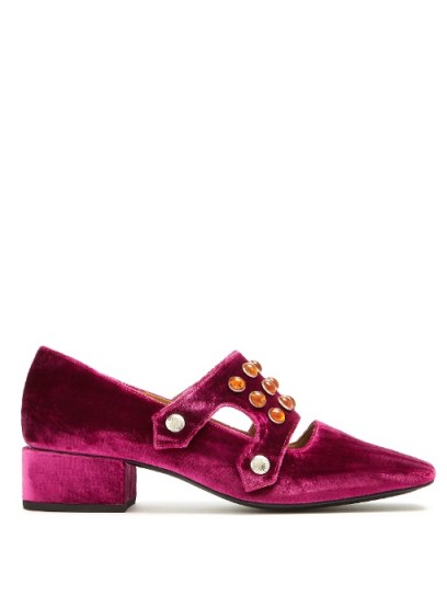 TOGA Stud-embellished velvet mid-heel loafers