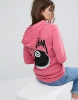 Stussy Lightweight Hoodie With 8 Ball Print | pink printed hoodies