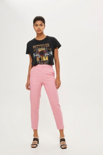 Topshop Suit Cigarette Trousers | pink tapered crop leg pants - flipped