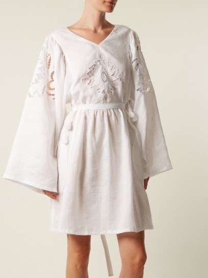 VITA KIN Sunflower mid-weight linen dress ~ white summer vacation dresses - flipped
