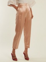 ROKSANDA Surikov pleated-front silk-blend satin trousers ~ pale-pink silky pants