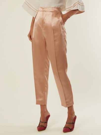 ROKSANDA Surikov pleated-front silk-blend satin trousers ~ pale-pink silky pants - flipped