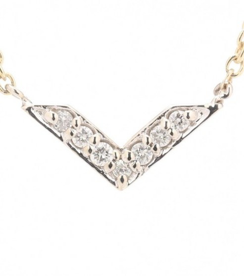 SYDNEY EVAN Chevron 14 kt yellow gold and diamond necklace – small neat necklaces - flipped