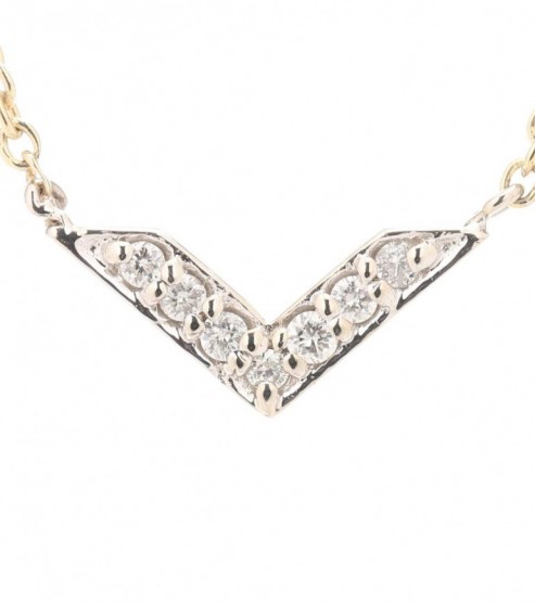 SYDNEY EVAN Chevron 14 kt yellow gold and diamond necklace – small neat necklaces